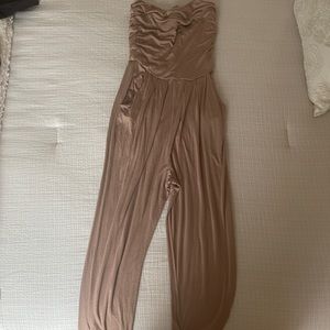 Nude strapless jumpsuit